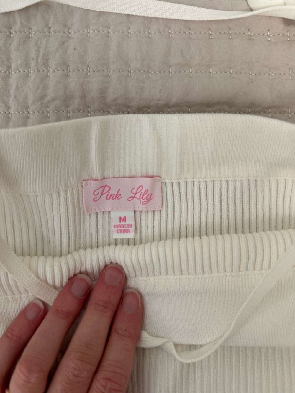 Pink Lily Cream Ribbed Knit Set- White Label - Picture 3 of 5